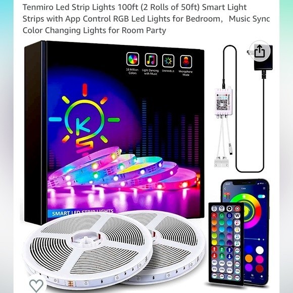 NEW Led Strip Lights with App, Music Sync, Color Changing (2rolls of 50ft) - Picture 1 of 8
